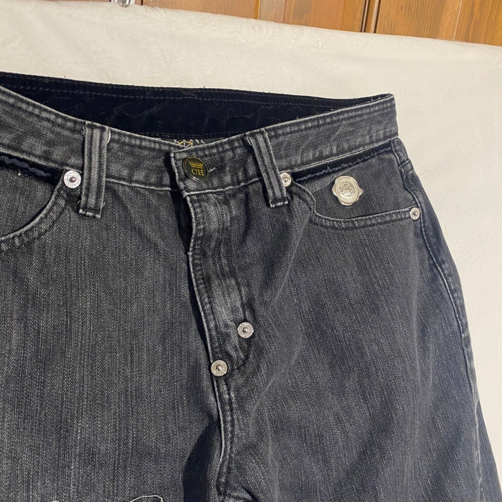 Crown Holder Imperial Brand Mens Faded Black Jeans Velvet Studded Pockets 34x31 - Picture 6 of 16